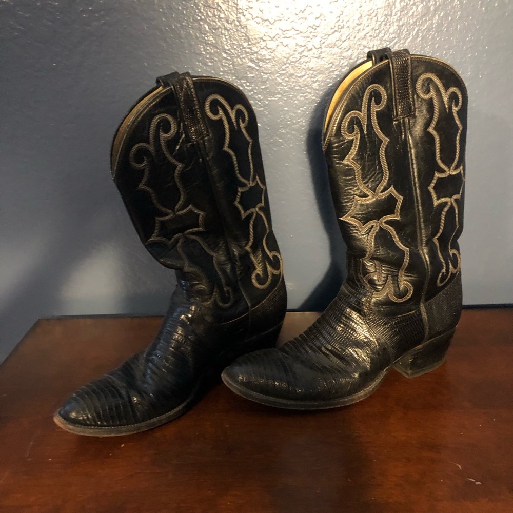 NWOT black lizard skin size ten cowboy boots